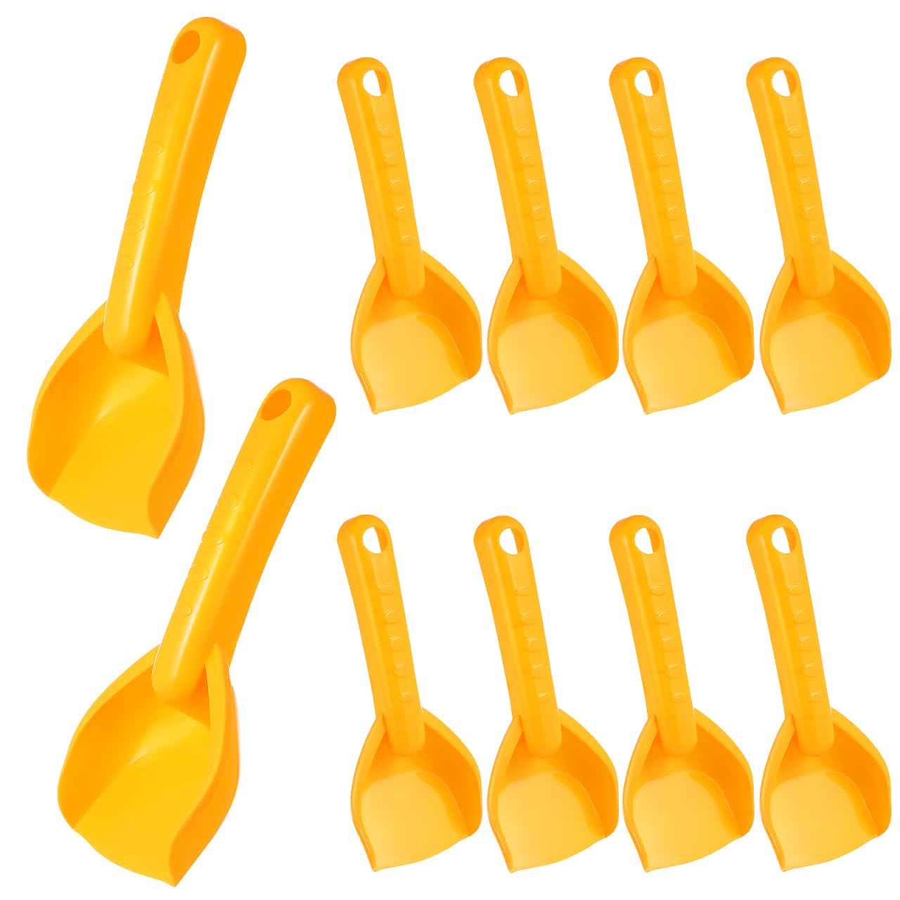 Housoutil Pack of 10 Beach Spades, Plastic Sand Spades for Children, Small Sandpit Toys for Digging, Summer Beach Activities, Yellow
