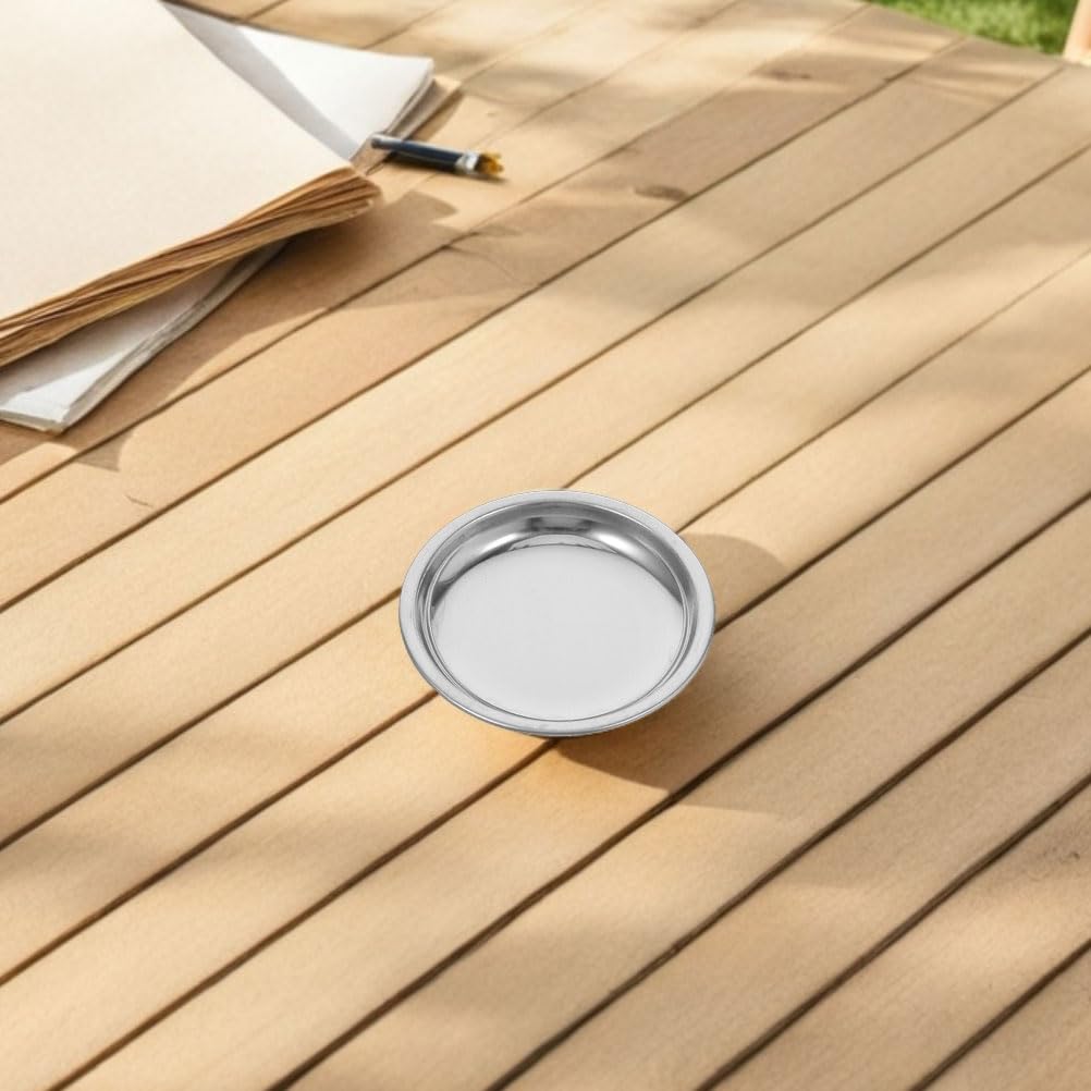 LOGOFUN 12pcs Stainless Steel Tea Bag Holder Coaster Tray Drip Proof Saucer Flat Bottom Kitchen Home Accessories for Beverage Condiment Serving