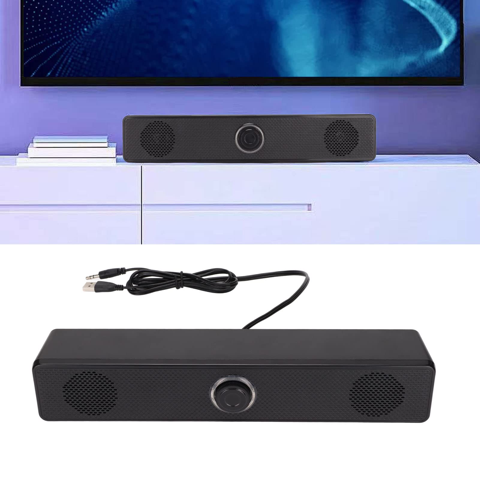 GOWENIC Altoparlante per Computer Cablato 350T, Altoparlante da Tavolo USB Soundbar Mini Altoparlante Soundbar con Ingresso da 3,5 Mm e Controllo del Volume per PC Tablet Desktop Cellulare Laptop