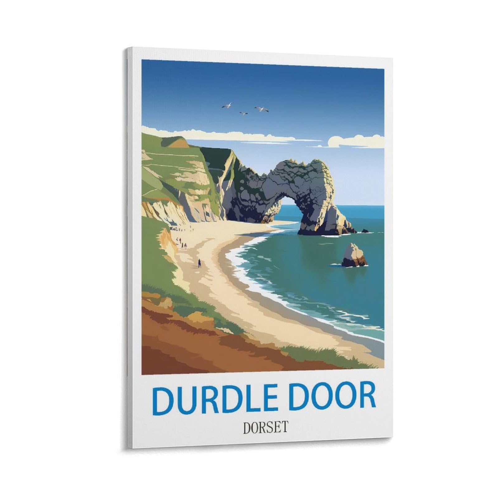 Lnmnjesg Frame-Style Durdle Door Dorset Vintage Travel Posters 12X18inch(30X45cm) Canvas Painting Wall Art, Wall Decor Pictures Prints For Living Room Bedroom