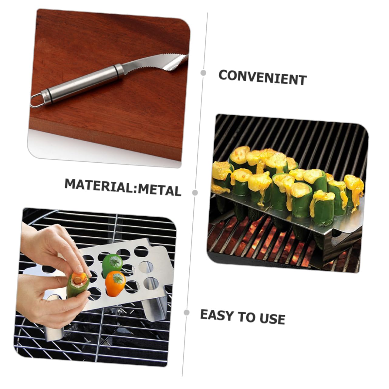 Gatuida 4 Ensembles Outil de Barbecue Poivre Outils de Grill jalapenos Grille Barbecue ustensile de Cuisine Un Barbecue casier à Poivre Accessoires pour fumoir Barbecue Acier Inoxydable