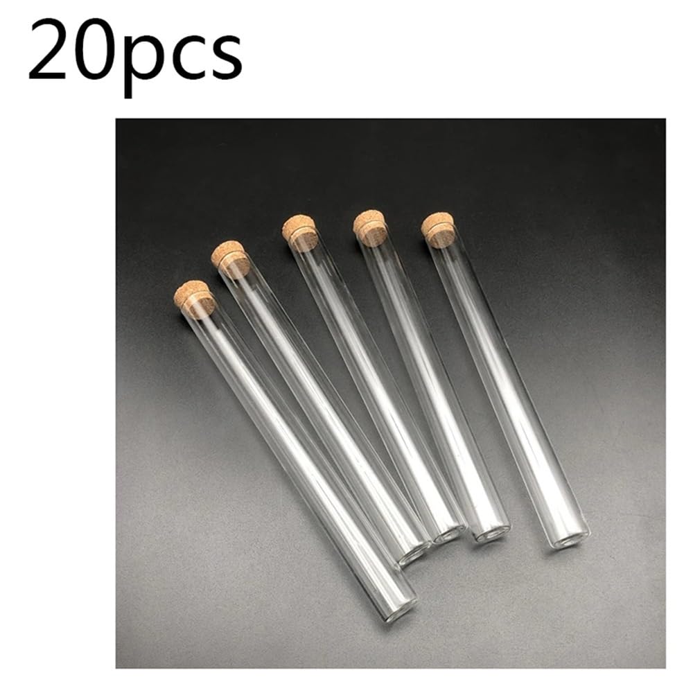 Szklane probówki z korkowymi zatyczkami ， Szklane probówki z płaskim dnem i korkami 18 x 150 mm, 29 ml, opakowanie 20 szt