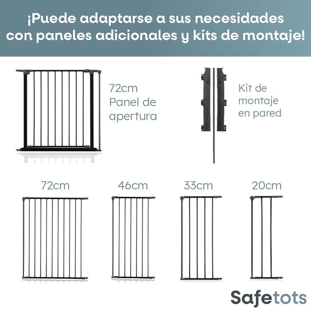 Safetots Barrera de Seguridad para Chimenea, 51cm de Profundidad x 164cm de Ancho, Gris, 70cm de Alto, Seguridad para Niños y Mascotas, Protección para Bebés y Niños Pequeños, Instalación Fácil