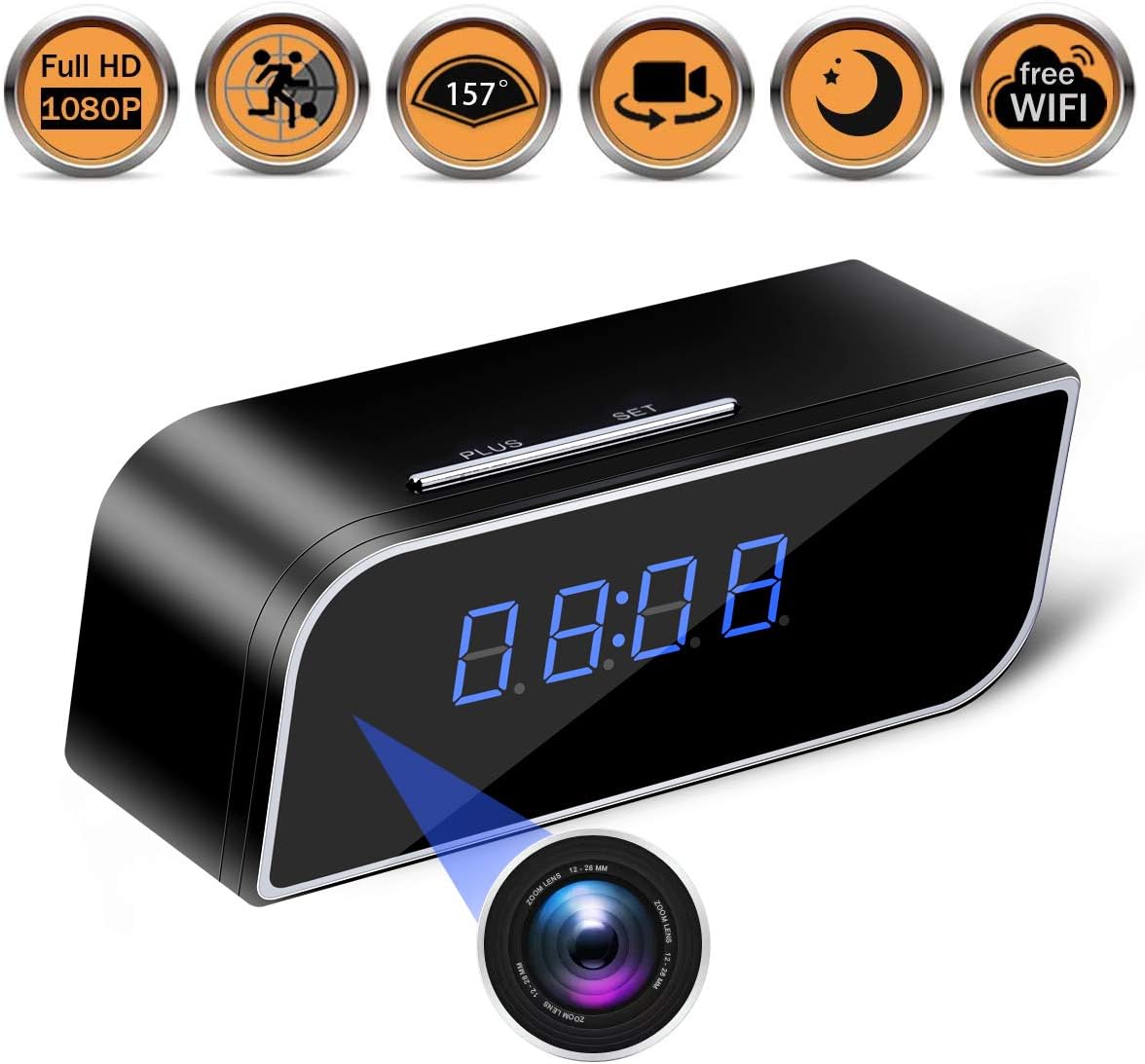 Spy Hidden Camera - Alarm Clock,Baby Monitor,HD 1080P Security Surveillance Cameras Nanny Cam with Motion Detection,Video Recording/Remote Monitoring with iOS/Android App