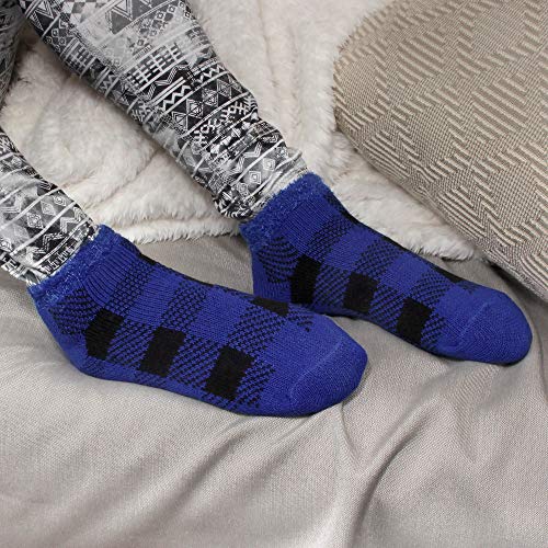 BambooMN Kid's Double Layer Non-Skid Thick Super Soft Cozy Warm Fuzzy Comfy Home Indoor Outdoor Cabin Low Cut Sock, Style 594
