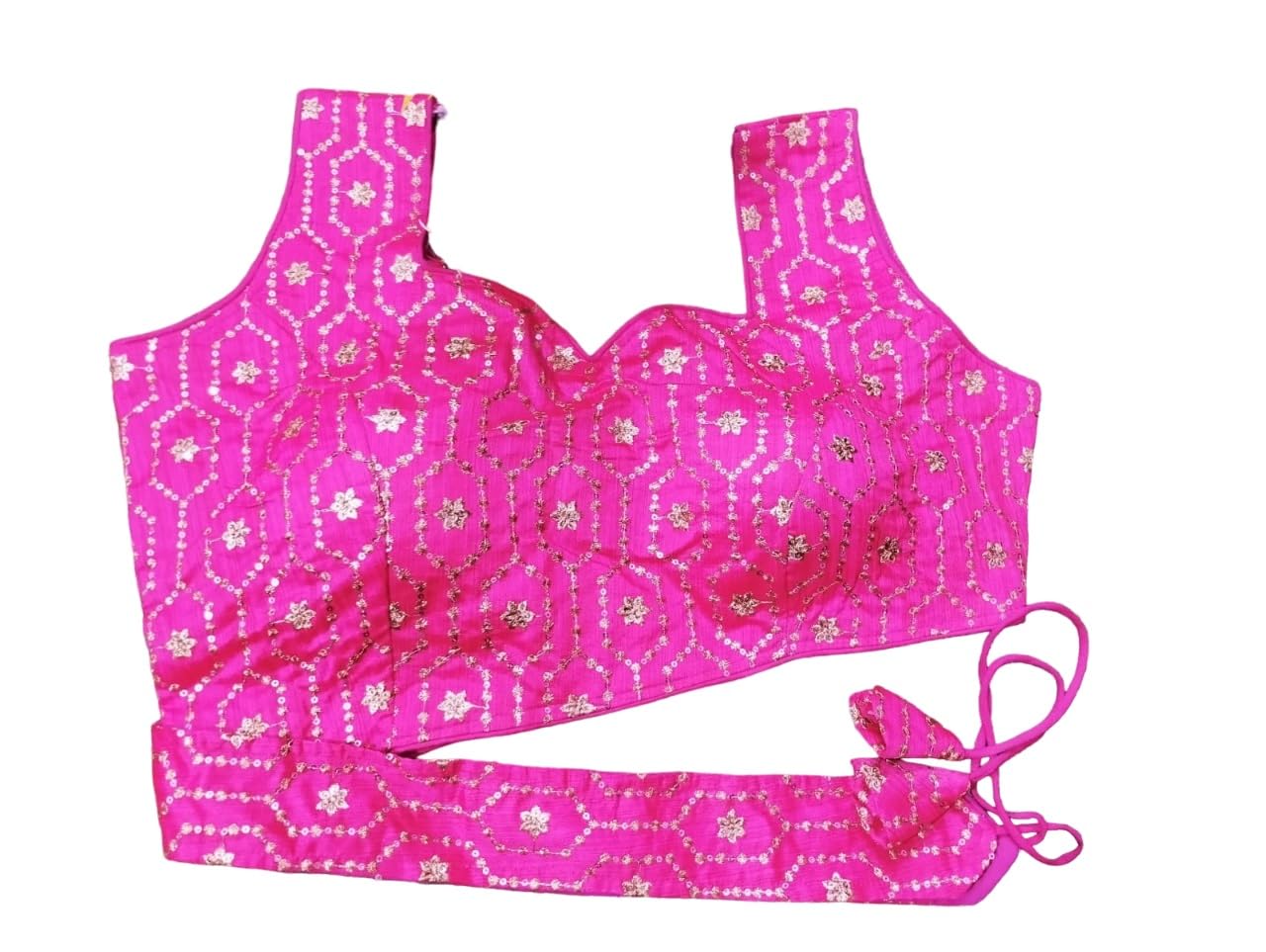 KULIA® Readymade Blouse Vêtements Traditionnels Chemisier sans Manches Vêtements de fête Ethniques Couleur Rose Broderie Designer Blouse Tussar Tissu de Soie Femmes Saree Blouse Crop Top Choli