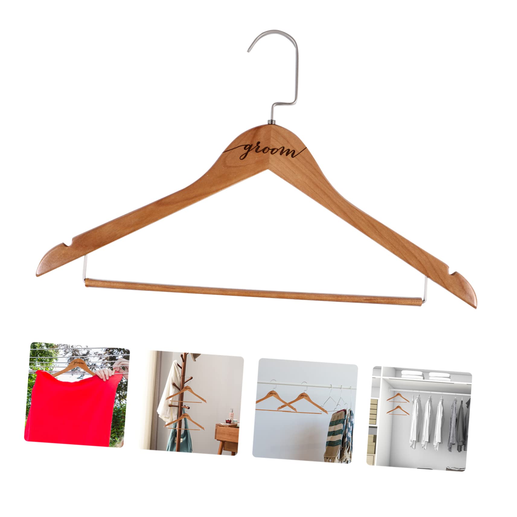 KOMBIUDA Long Lasting Wedding Dress Hangers Set of Wooden Holders Fine Craftsmanship