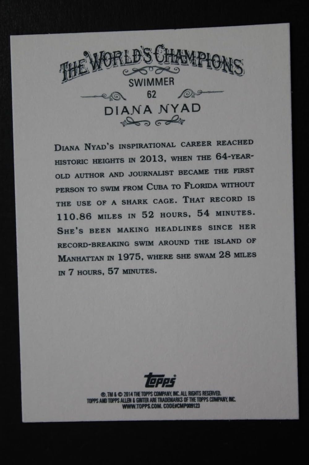 Diana Nyad Swimmer Worlds Athletes Signed Autographed 2014 Allen & Ginter #62