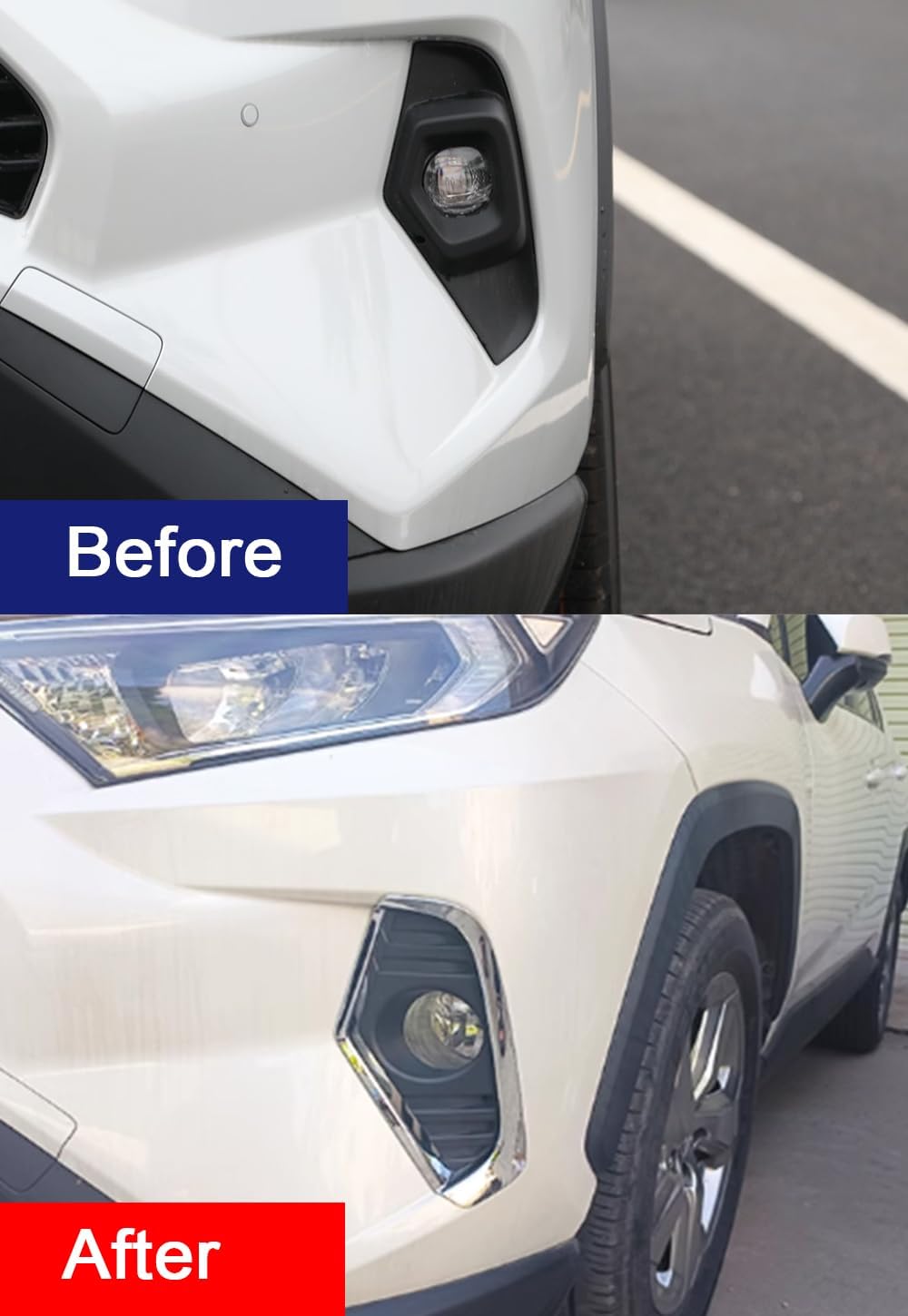 Automobile Accessories Front Fog Light Lamp Cover trim Compatible With Toyota RAV4 2024 2023 2022 2021 2020 2019 (Chrome Silver) ABS 2 PCS