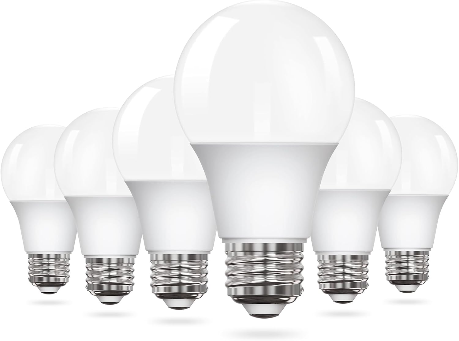 A19 LED Light Bulbs, 60 Watt Equivalent Daylight 5000K with E26 Standard Base, Efficient 10W, 800 Lumens Non-Dimmable Flicker Free LED Bulbs 15000 Hours, for Bedroom, Living Room, 6 Pack