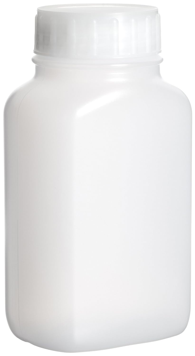 SP Bel-Art Polystormor Square Edge, Wide-Mouth 250ml (8oz) Polyethylene Bottles; Polypropylene Cap, 43mm Closure (Pack of 12) (F10640-0008) Made in USA