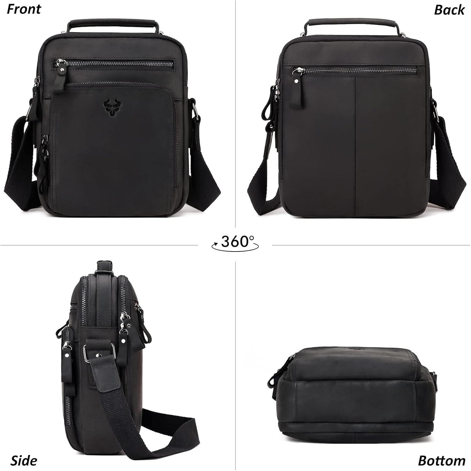 Crossbody Bag Shoulder Bag for Men, Genuine Leather Man Bag Vintage Messenger Bag for Travel Work Business - Image 4