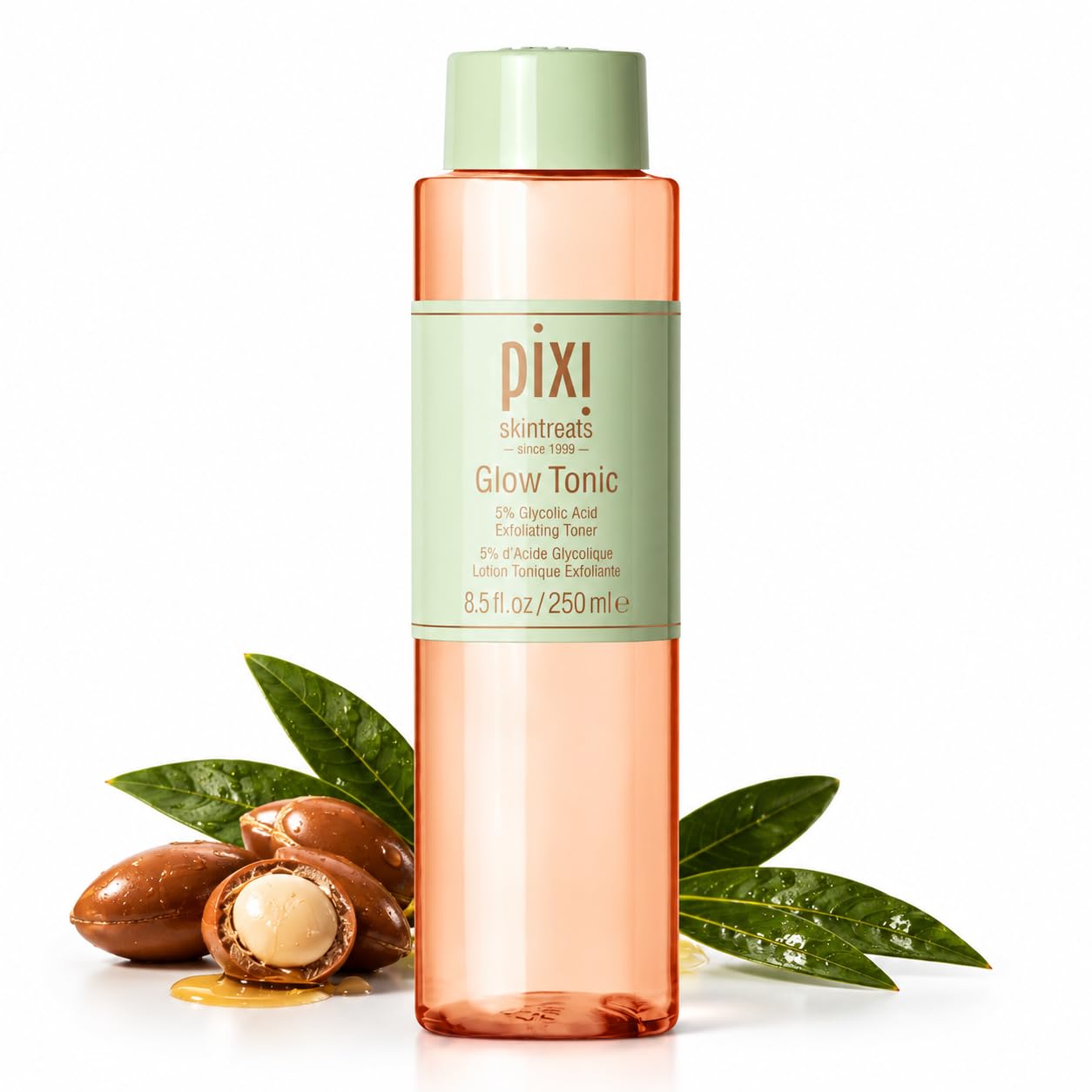 Pixi Glow Tonic Exfoliating Face Toner with 5% Glycolic Acid, Ginseng and Aloe Vera, Alcohol-Free Pore-Refining Toner for Radiant Skin, 8.5 fl oz / 250 ml
