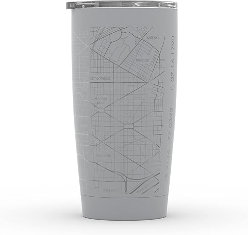 Vista 39 de Well Told Vaso de café aislado con diseño de mapa de Nueva York grabado, taza de acero inoxidable grabada (20 onzas, negro) con aislamiento de mapa