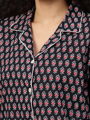 Image of Cotton Floral Printed 2 Piece Night Suit Top & Pajama Set for Women & Girls