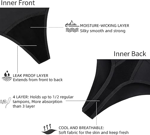 Miniatura 2 de Mordlanka Ropa interior de período para mujer, de nailon, a prueba de fugas, bragas sexis para el período