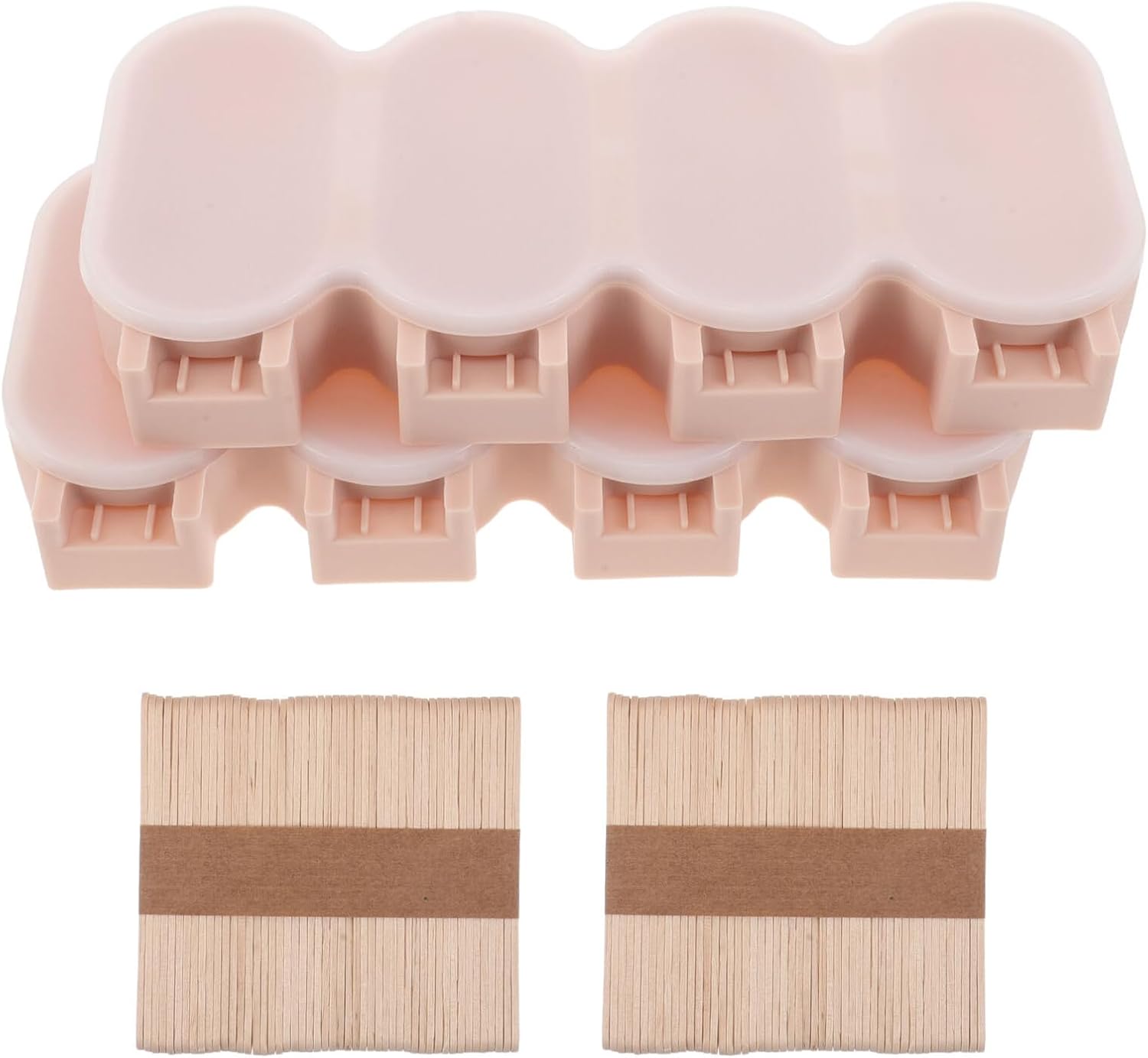 Silicone Ice Pop Molds Set with Sticks, Reusable 8-cavity Maker Mould, Pink Food-grade Freezer Mold for Homemade Ice Lollies and Summer Party Treats, 2 Sets