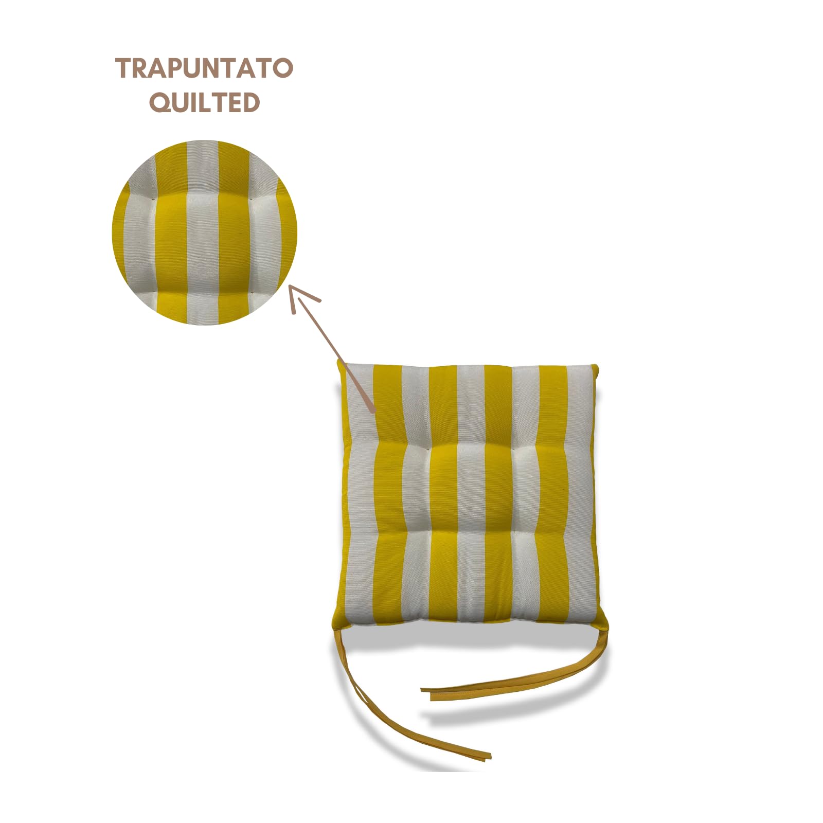 Il Tuo Artigiano Design Lot de 6 coussins pour chaises de jardin, fabriqués en Italie, coussins pour chaises de cuisine, 40 x 40 cm, rembourrages en éponge et acrylique doux (blanc et jaune)
