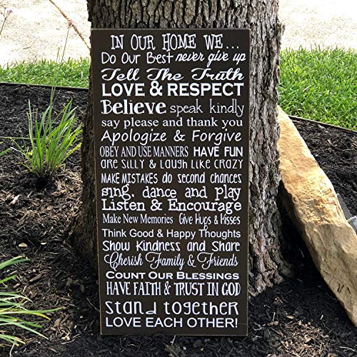 Preisvergleich Produktbild Eden533ope Familiennamenschild Family Rules Hausschild Familienschild Geschenk für neues Zuhause Geschenk In Our Home We Do House Rules Schild Family Rues Art