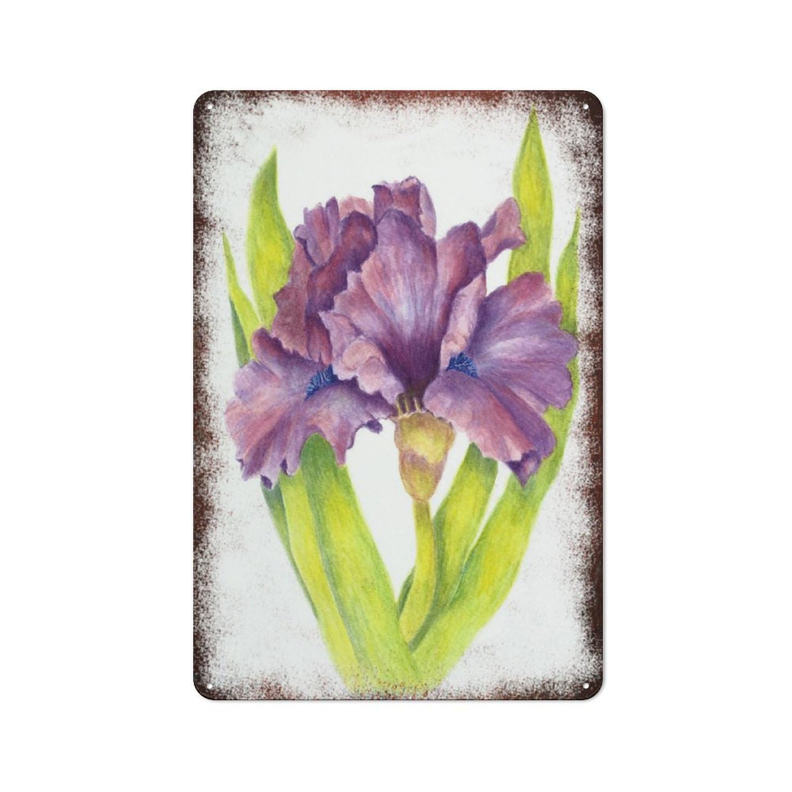 Fresh Watercolor Flower Metal Sign Home Kitchen Restaurant Casual Fashion Vintage Wall Decor Plaque 8x12 Inch