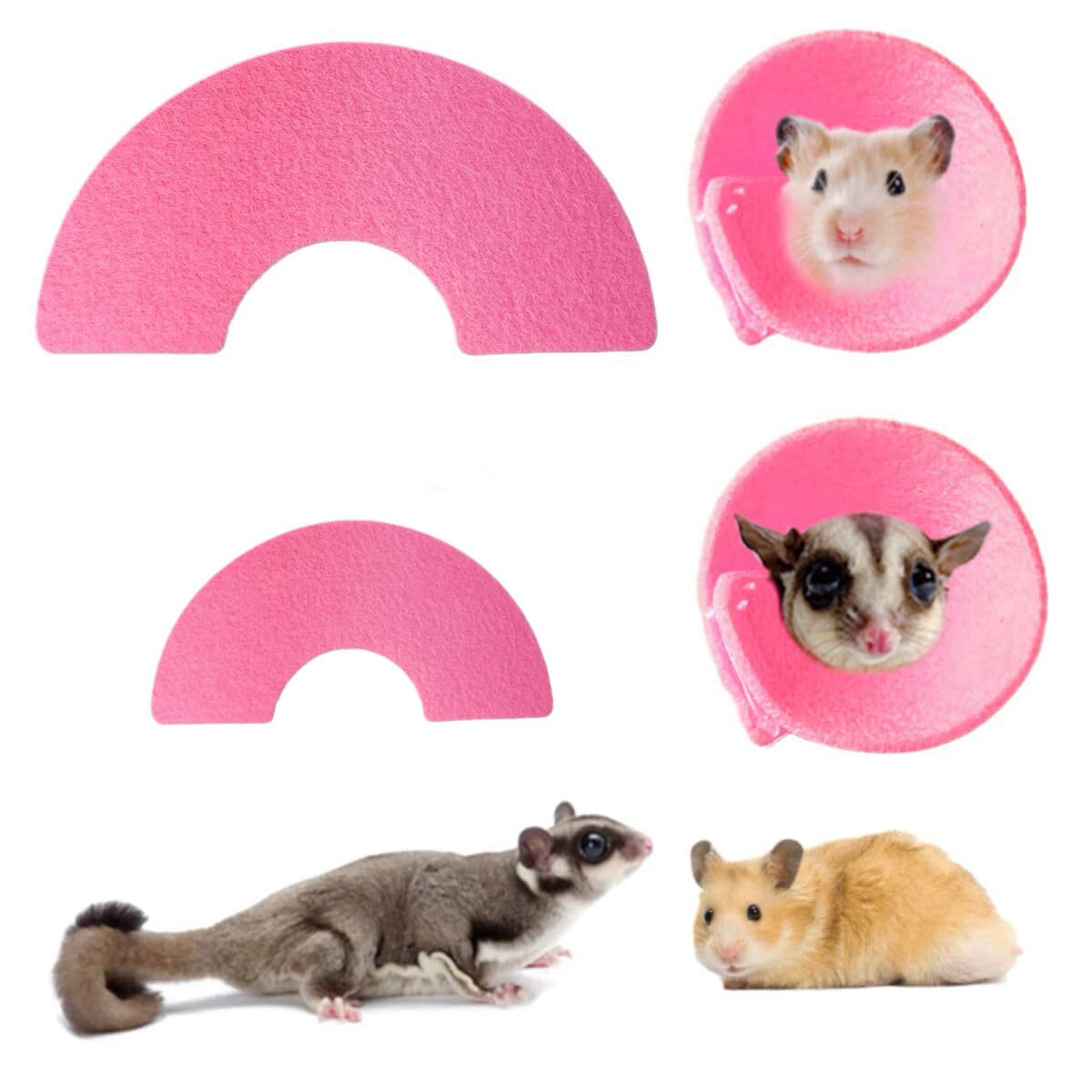 2 pcs Sugar Gliders Recovery Cone Collar Hamster Mini Elizabeth Collar Protective Cones for Small Pet Adjustable Neck Cone for Sugar Glider Hamster Pink