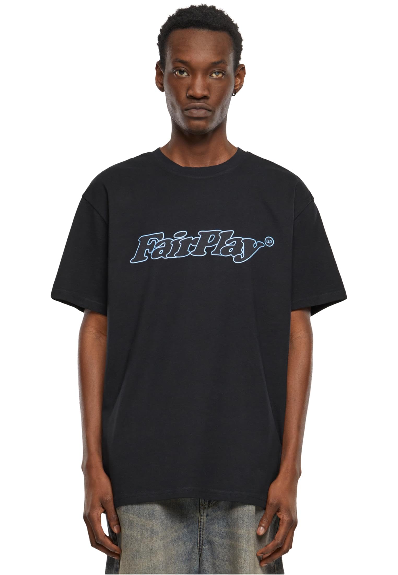 MT Upscale Men's Mister Upscale Playfair Heavy Oversize Tee T-Shirt, 100% Cotton, Black, S