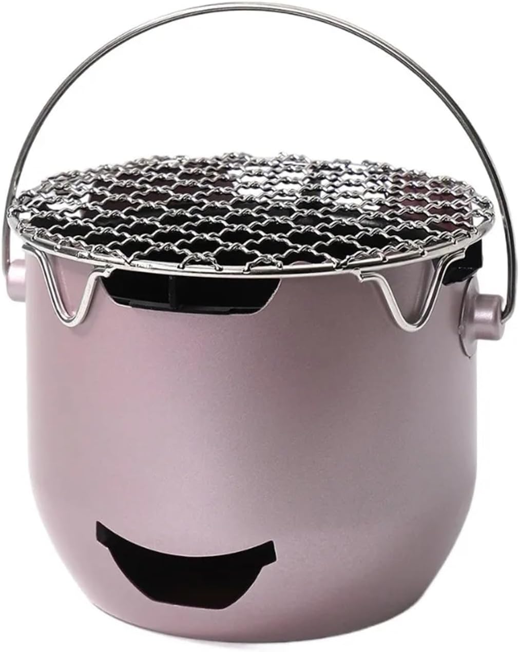 Portable Grill Portable Korean Style Charcoal Stove with Grill Net for Home & Camping(Champagne)