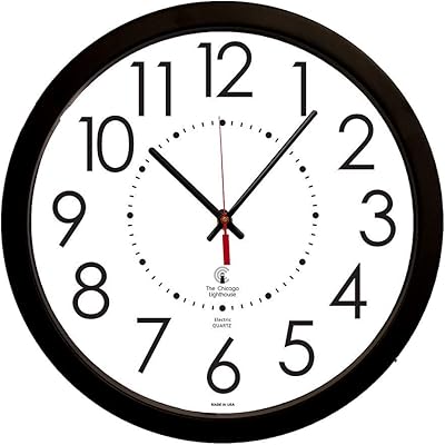 Amazon.com: Chicago Lighthouse SelfSet Quiet Wall Clock, 14-1/2", Black :  Home & Kitchen