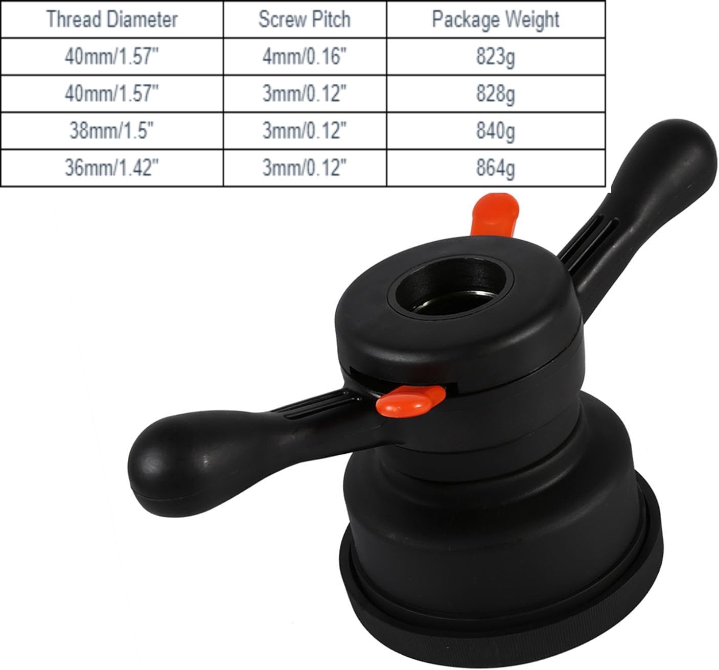 Wheel Balancer Tire Change Tool, Quick Release Wing Nut & Pressure Cup Hub Shaft Nut 40mm/ 38mm/ 36mm Wheel Balancer (Thread Diameter 40mm, Pitch 3mm)
