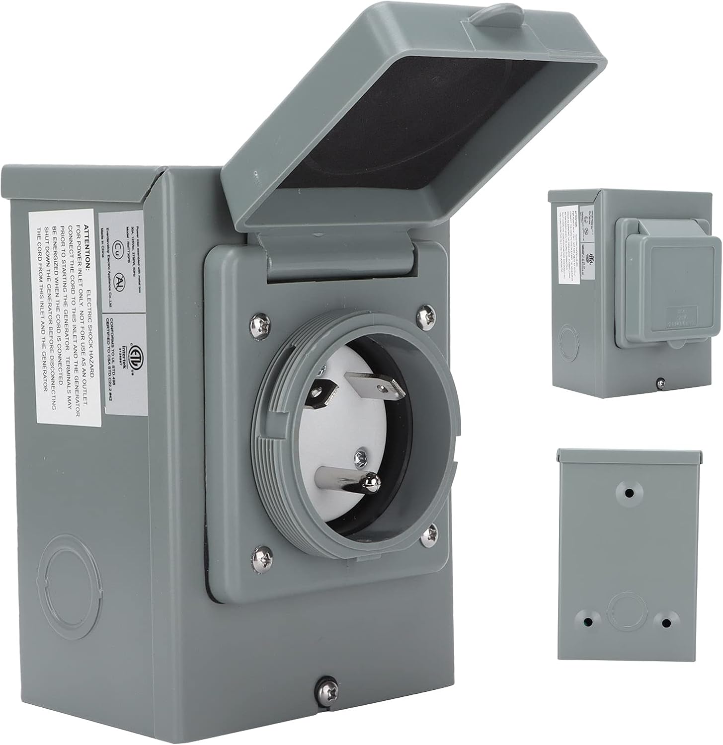 Yctze 30A Generator Power Inlet Box for RV - 125V 3750W Socket, Outdoor Use