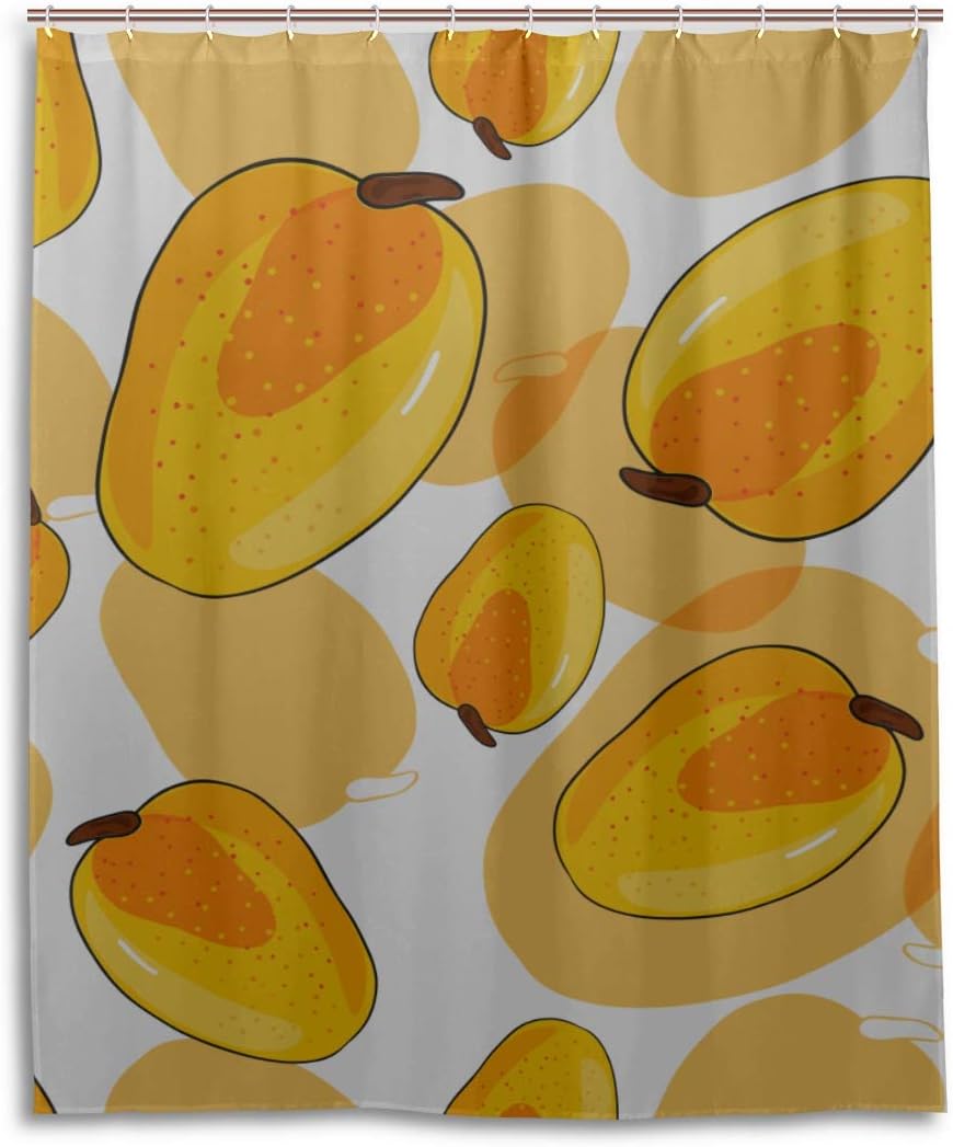 JTMOVING Mango On White Shower Curtains for Boys Durable