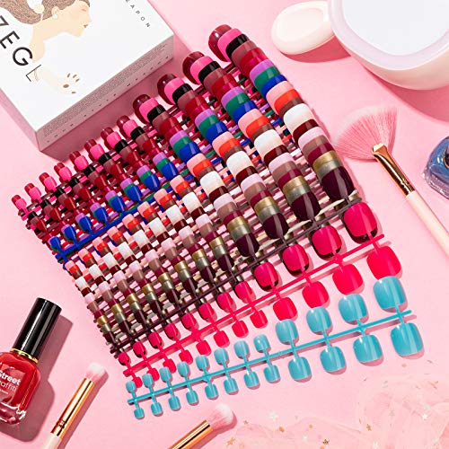 image for Maitys 288 Pieces 12 Sets Short False Toe Nails Short Square Artificia