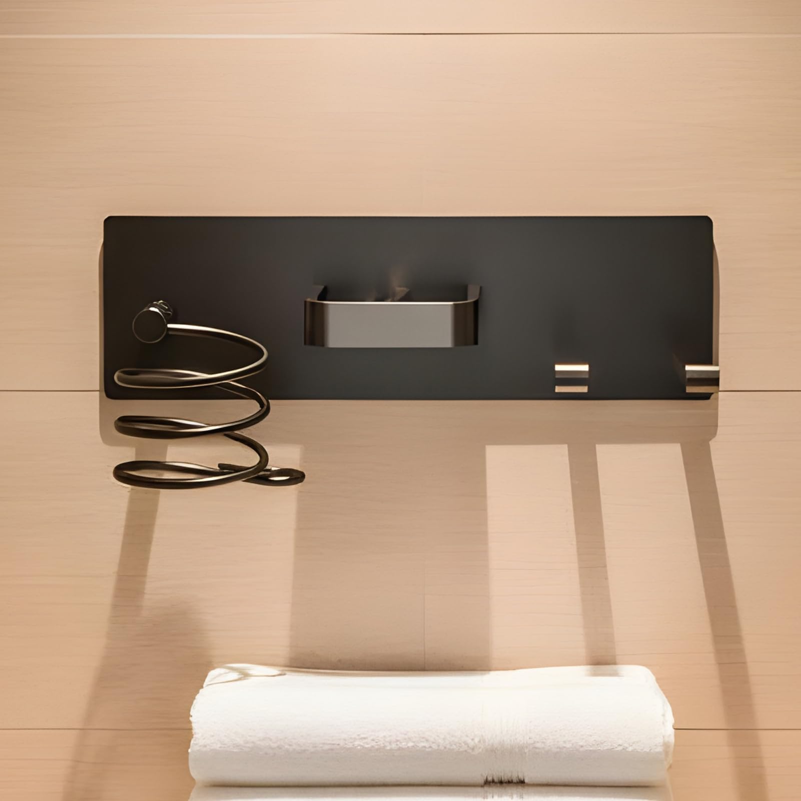 Soporte de pared para secador de pelo, organizador de almacenamiento de herramientas para el cabello, montado en la pared, soporte para secador de pelo, para baño, armario, hogar, universidad