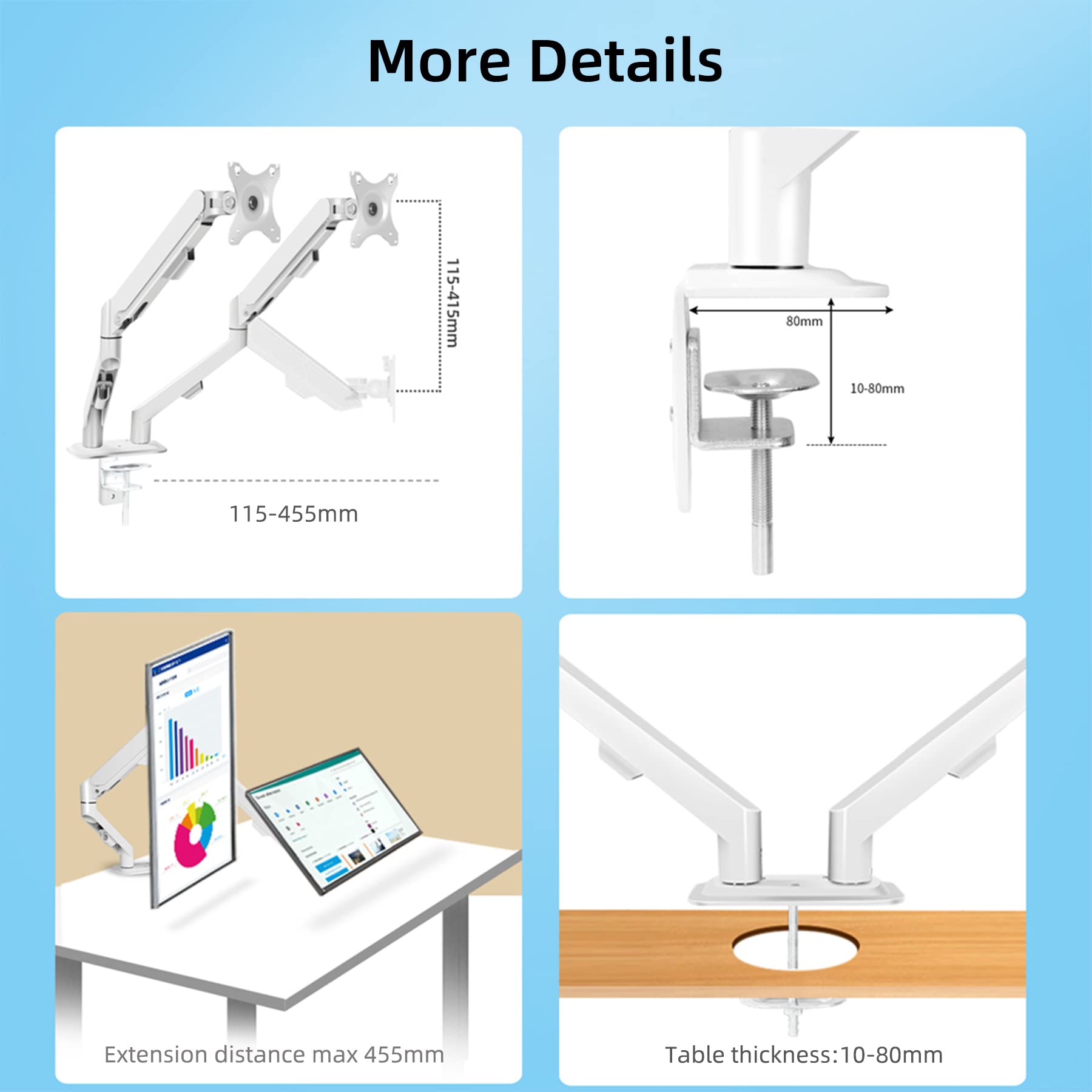 Braccio Per Monitor Singolo HILLPORT - Regolabile Per Schermi 17-34 Pollici, Fino A 9kg - Foto 11