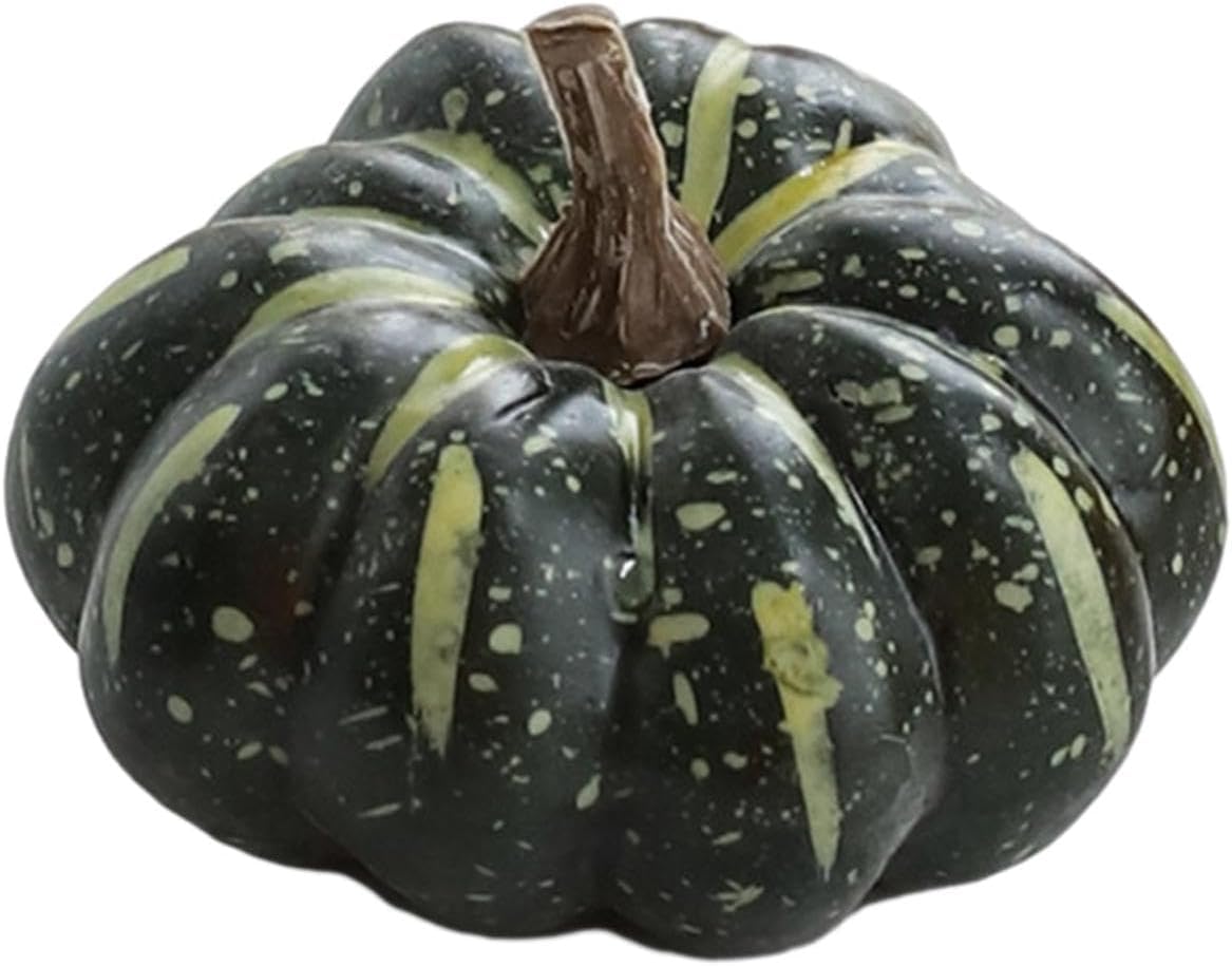 Fall Harvest Pumpkins Ornament Fake Foam Pumpkins Statue Thanksgiving Fall Autumn Pumpkins for Thanksgiving Halloween Home Decorations - Green