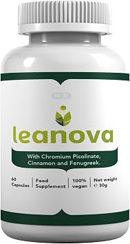 Leanova Supplement, Slows Carb Absorption, Promotes Gut Health, 60 Vegan Capsules, Weight Management with Added Vitamins'