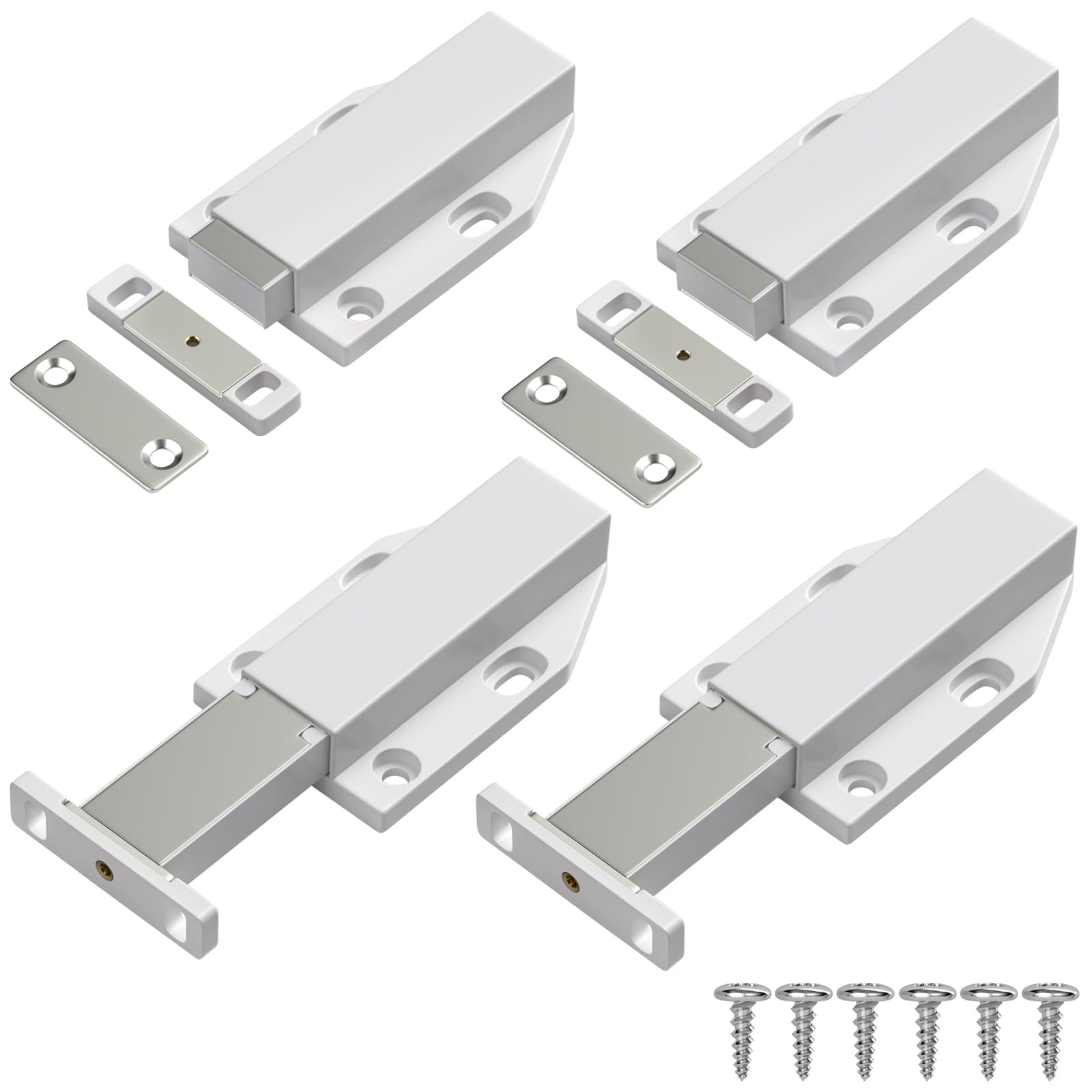 KTHZI 4 Pack Push to Open Door Catches Magnetic Door Latch Closer for Cupboard,Internal Doors,Cabinets,Drawer,Wardrobe