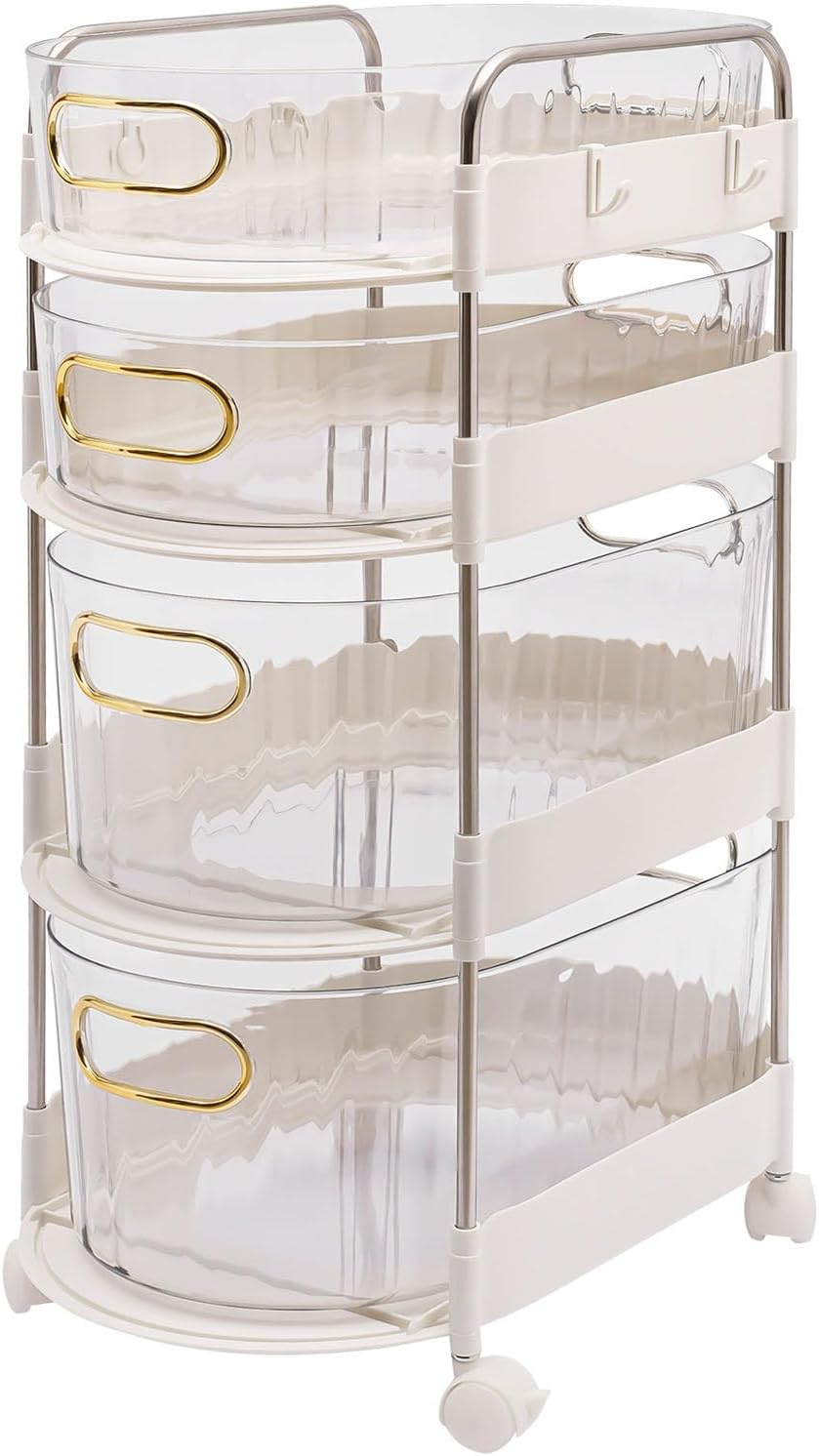 Amazon.com: 4-Tier Plastic Drawer Organizer, Transparent Rolling ...