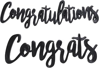 DecoPac Congratulations Cake Layons, Black Congrats Cake Toppers For Gradutation, Wedding, Retirement Or Birthday, 12 Pack