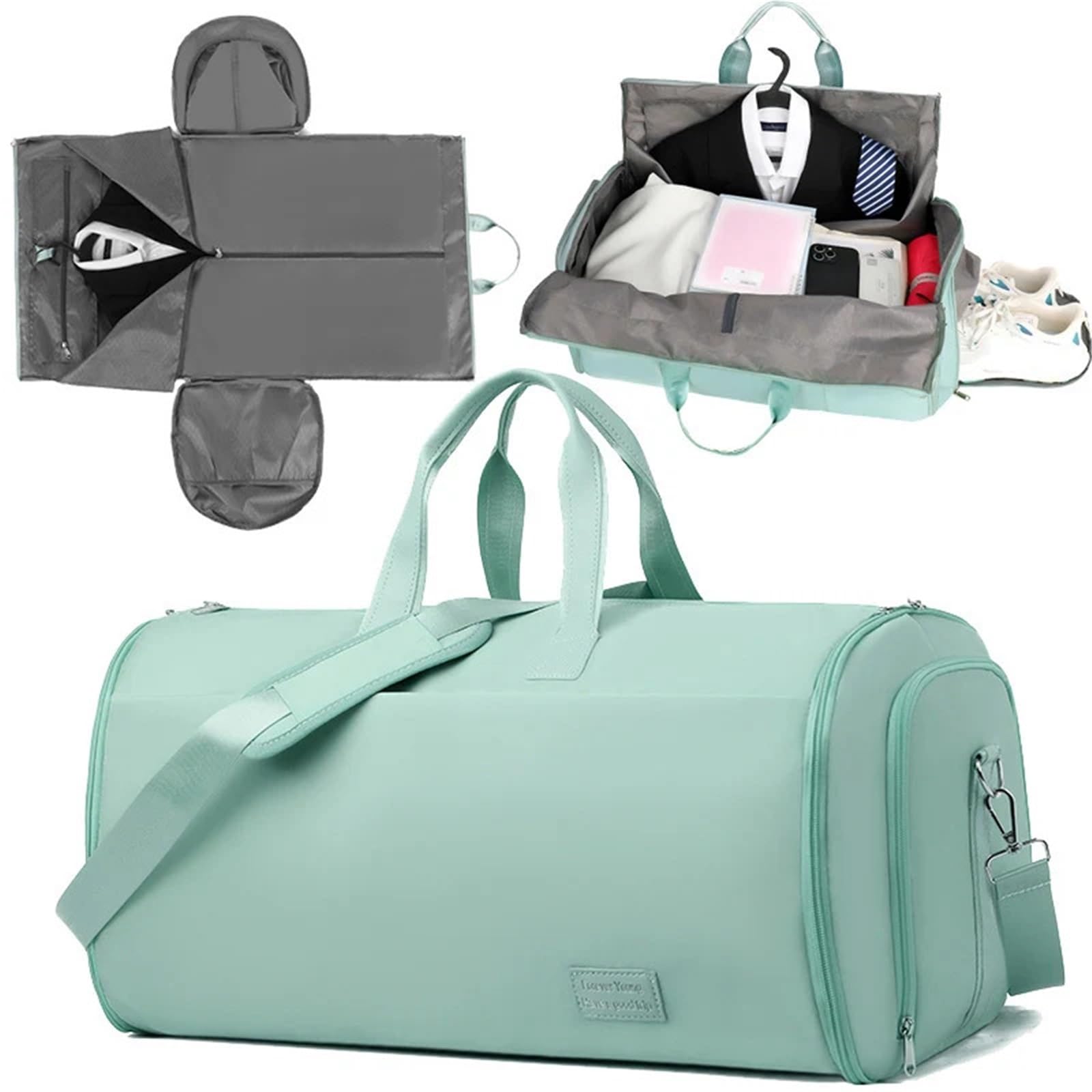 Sporttasche Foldable Gym Fitness Shoulder Bag Suitcase Western-Style Clothes Storage Bags Waterproof Training Yoga Women Crossbody Bag(Khaki)