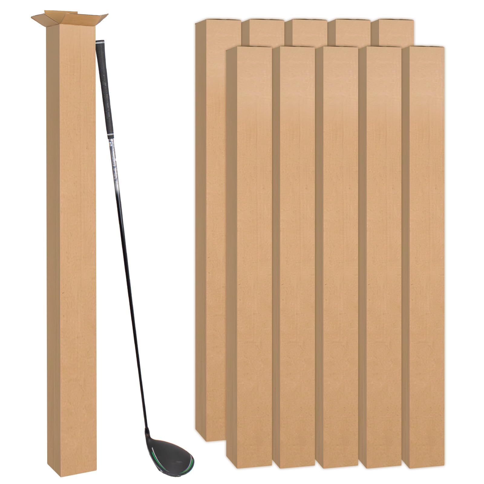 DEZIBOX Golf Club Shipping Box 4x4x48 Inch, 10 PCS Tall Corrugated Cardboard Boxes, Long Storage Box for Shipping Packaging Moving Mailing