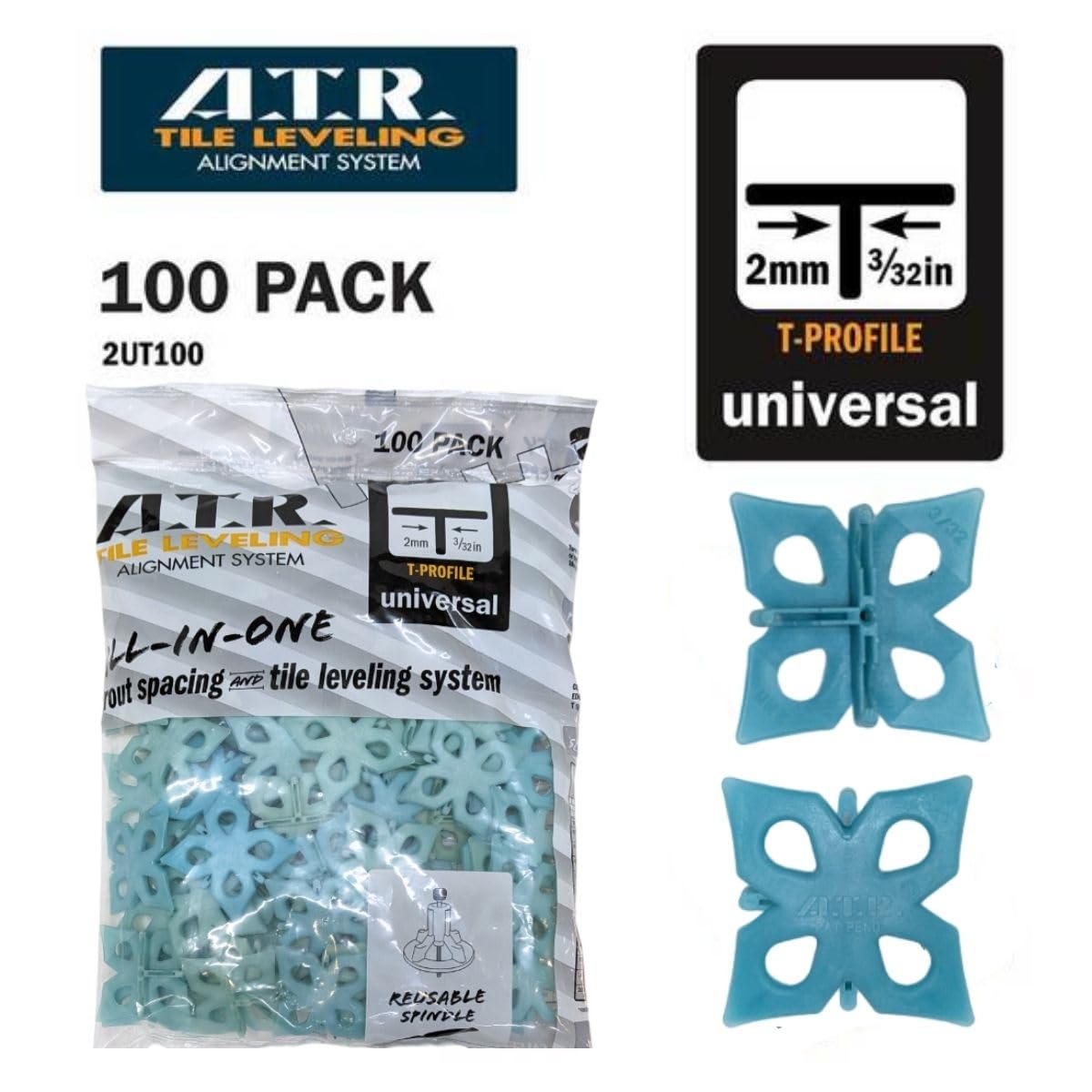 ATR Leveling System - Universal 2mm T' Plates Qty 100