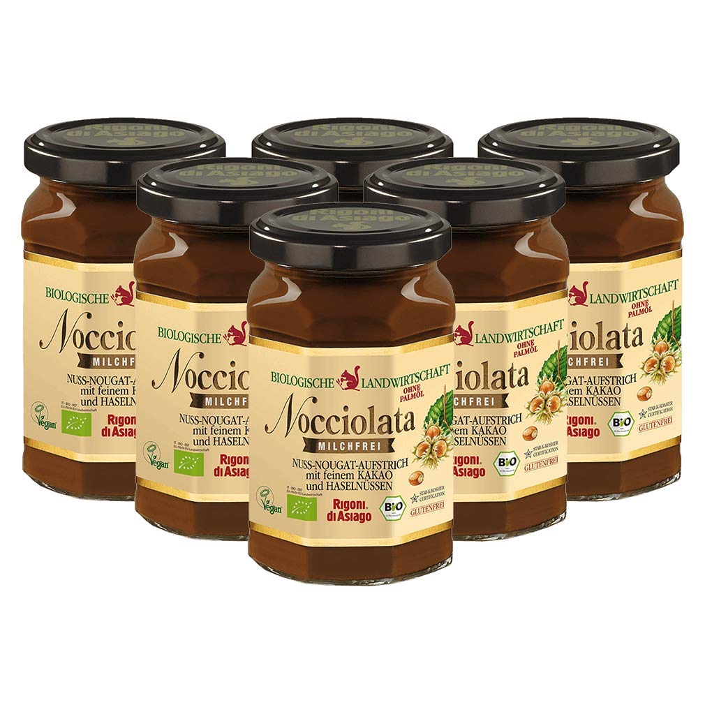 Rigoni di Asiago Bio Nocciolata Nuss-Nougat-Creme (1 Karton mit 6 Gläsern je 270g) - milchfrei - vegan - glutenfrei