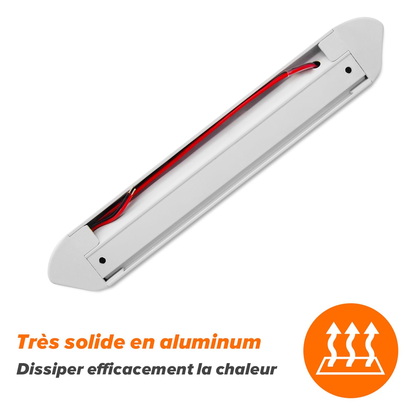 Dream Lighting Éclairage LED Extérieur 12v pour Camping Car IP66 Étanche Lampe Auvent Caravane Boîtier en Aluminium 25CM Blanc Froid