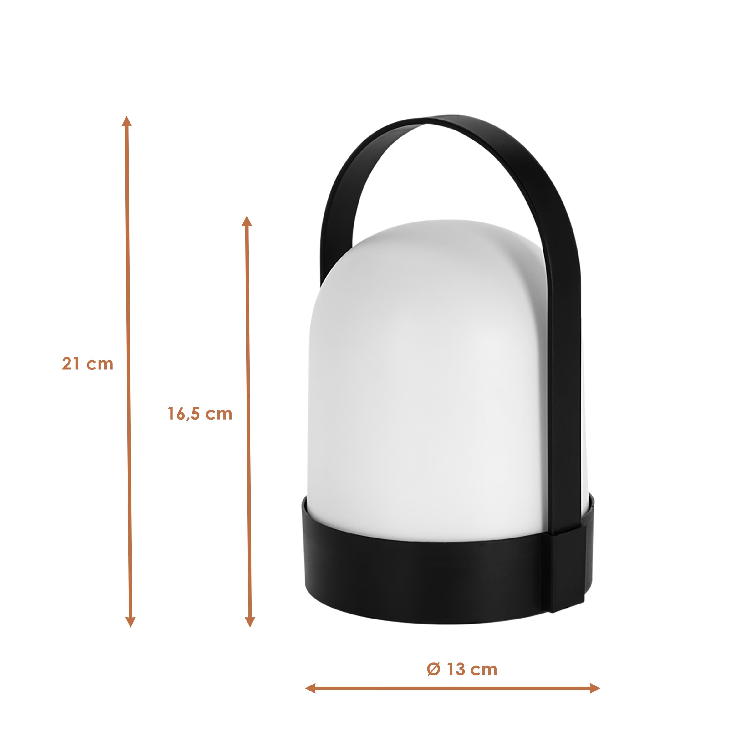 Spetebo LED Garten Tischleuchte warm weiß - 21 x 13 cm - Tischlampe mit Henkel Batterie betrieben - Lampe mit Tragegriff Leuchte für Terrasse Balkon Außen und Innen
