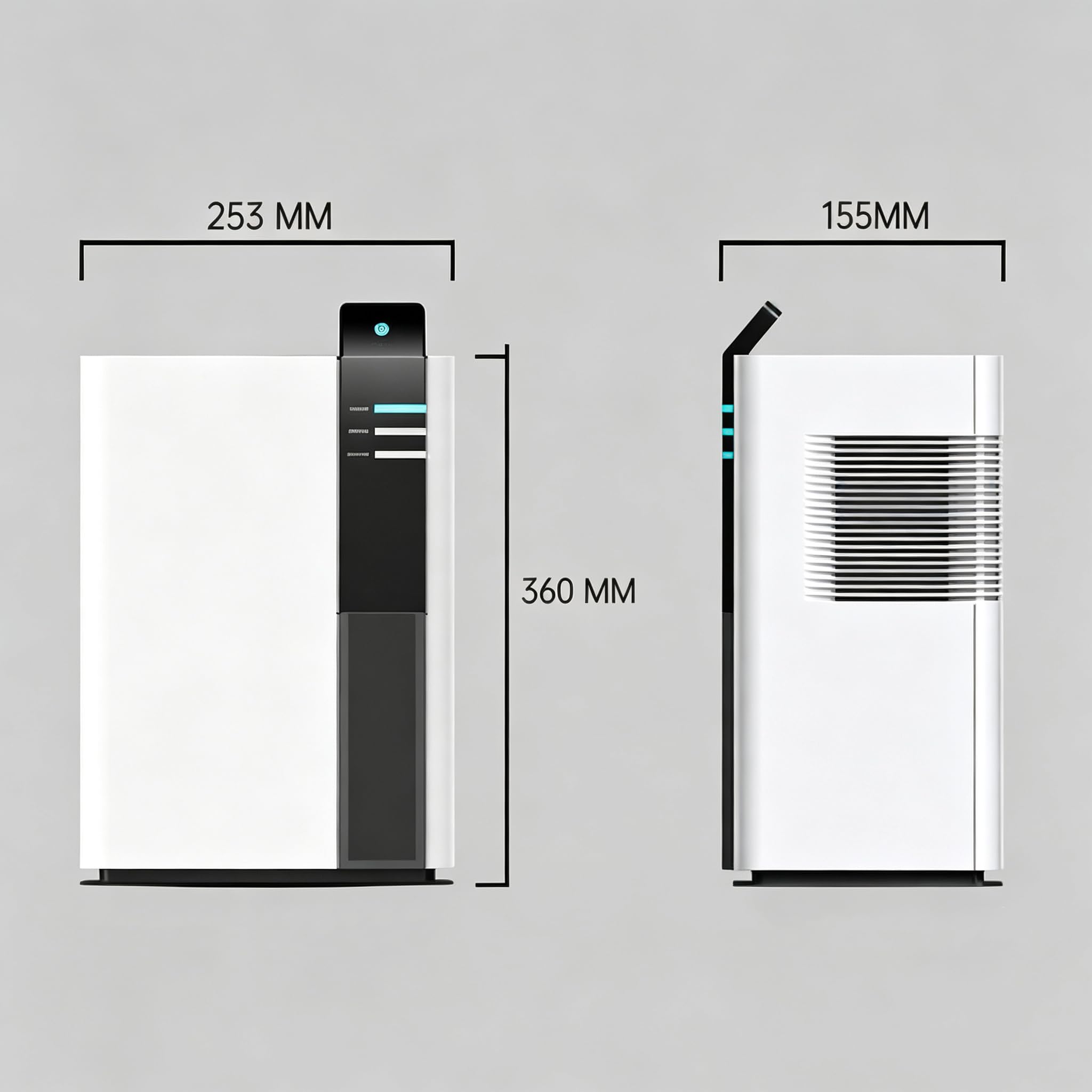Osuszacze powietrza 3L do domu, 500 stóp kwadratowych z odłączanym | 38dB Ultra Cichy Osuszacz Powietrza, Automatyczne Wyłączenie, Podwójny Moduł Półprzewodnikowego Osuszacza do Sypialni, Szafy
