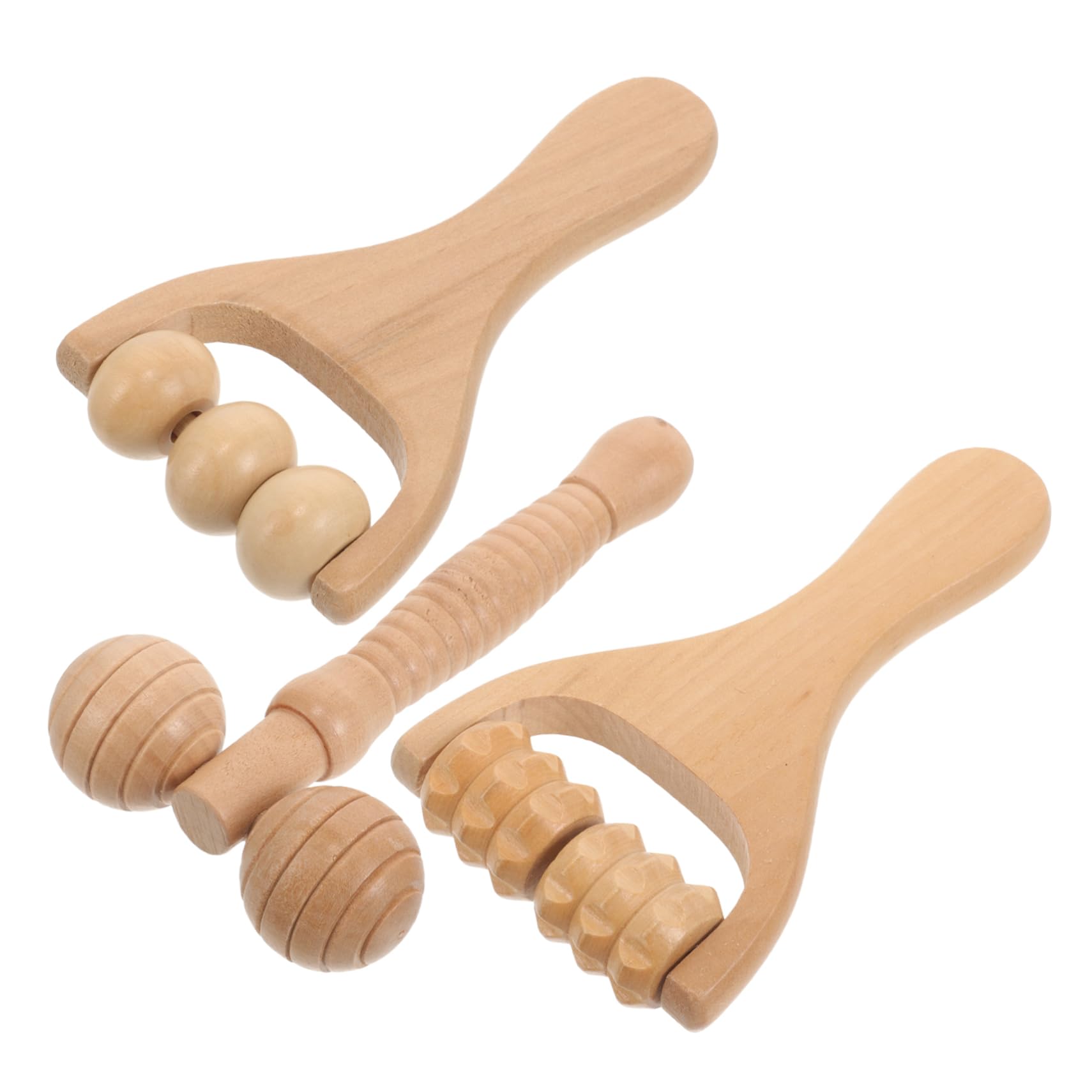 BESTYASH Masajeador Ergonómico De Madera Y Pies Masajeador Acupuntura De Uso Diario Herramienta Práctica 3 Piezas X 4