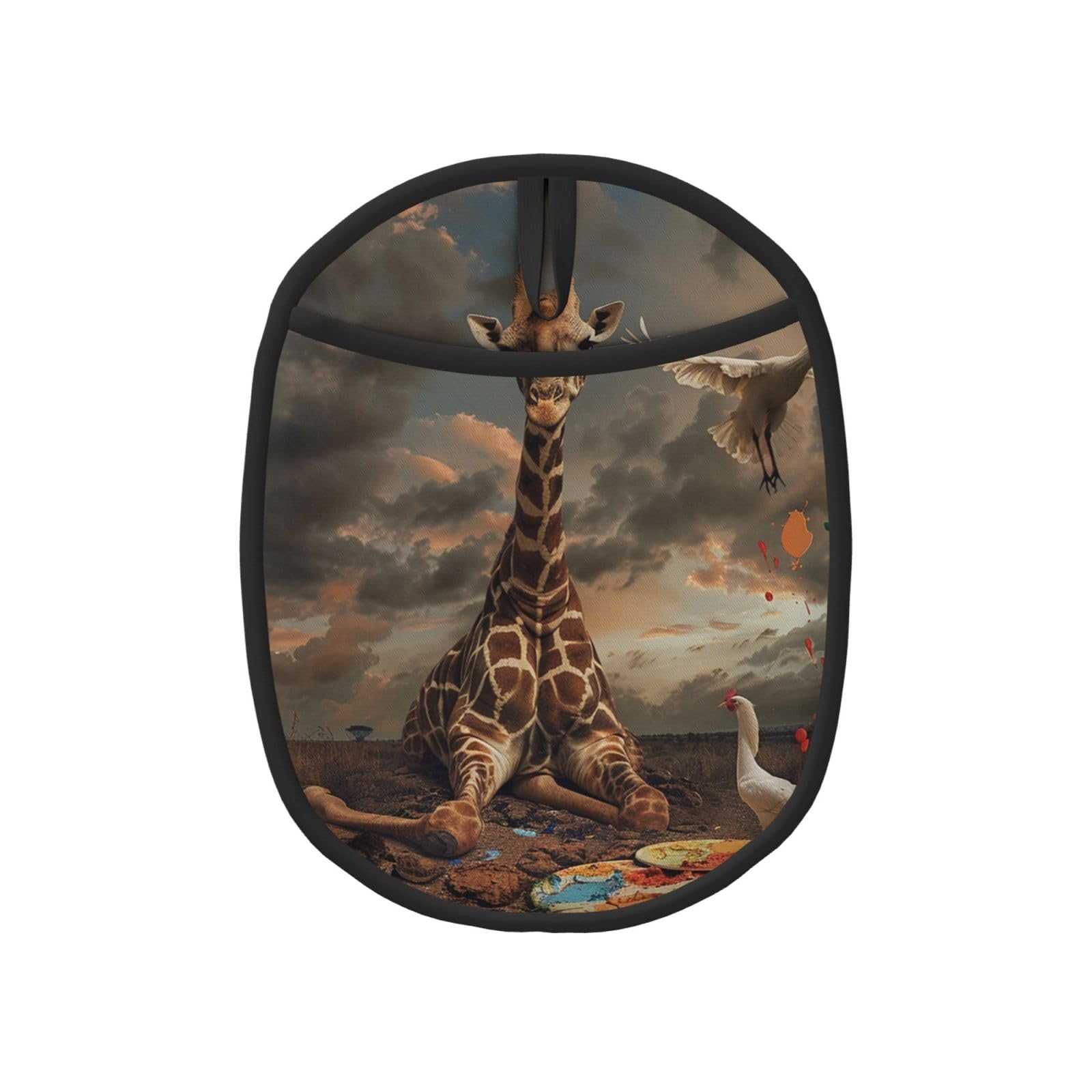 Pot Holders Set of 1 PC Kitchen Heat Resistant Potholders Giraffe Sitting Image Silicone Aunty-hot Pad Cotton Lining Oven Hot Pads for Cooking Baking BBQ Microwave Kitchen