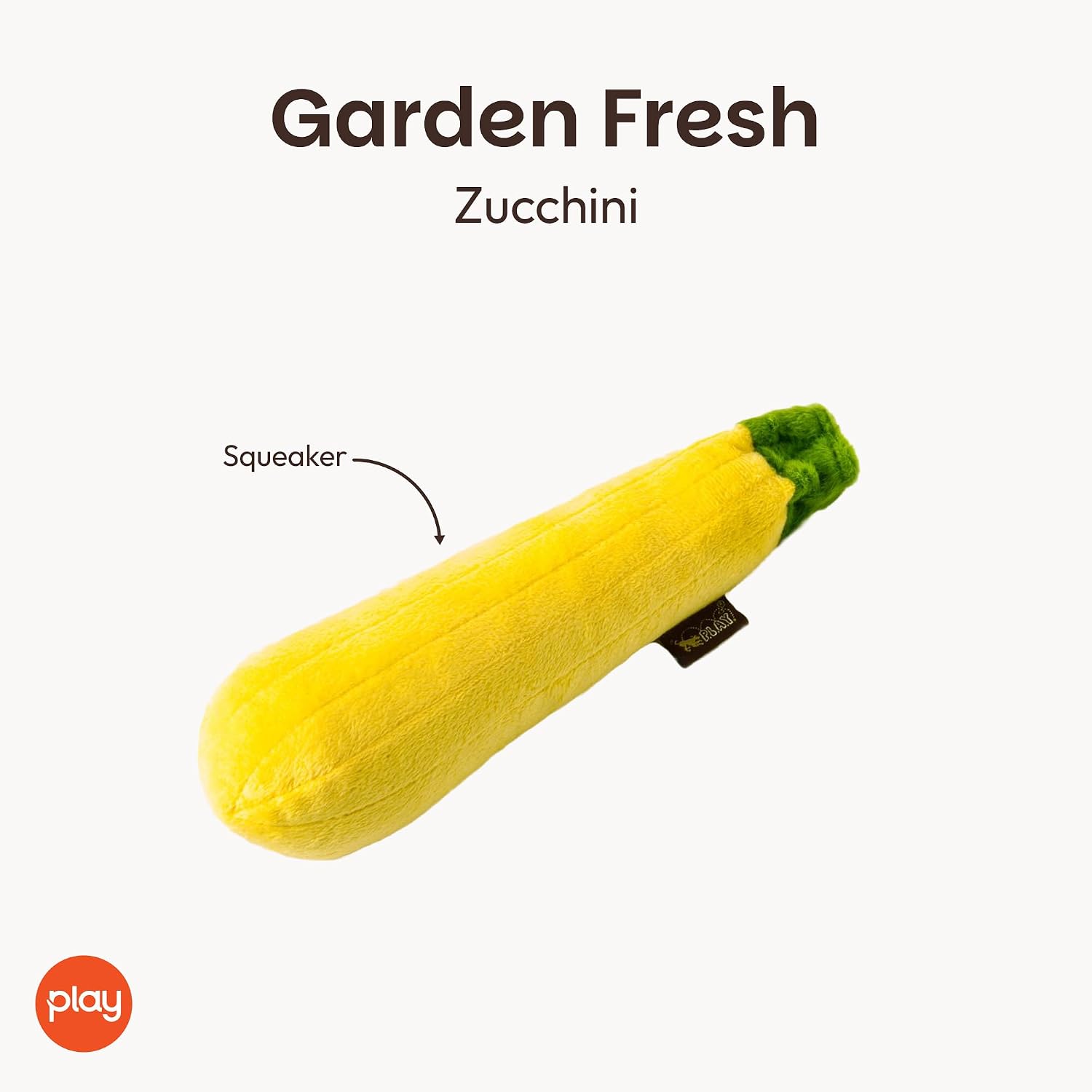 P.L.A.Y. Cute Plush Dog Toys - Fruit & Vegetable Themed Durable Squeaker Chew Toy, Great for Puppies & Small, Medium, Large Dogs - Machine Washable, Recycled Materials (Garden Fresh Zucchini, Medium) image 2