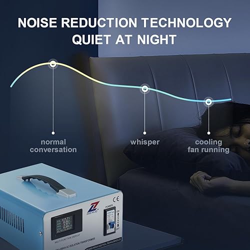 Miniatura 5 de ZHENGXI Transformador de aislamiento 120V a 120V, convertidor de voltaje de audio de 500W, pantalla HD, sin ruido, 2 tomas de salida